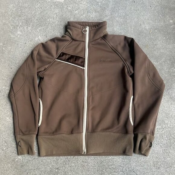 Columbia Jackets & Blazers - Columbia Track Jacket Women L Interchange Brown Activewear Retro Athletic Sporty